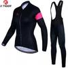 Unisex Long Sleeve Fleece-Lined Cycling Jersey Set Mountain Road Bikes Riding