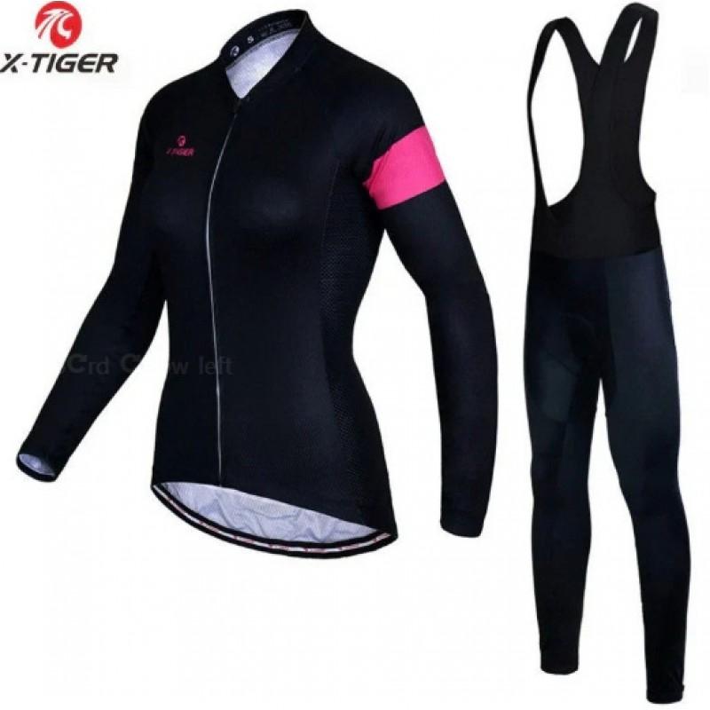 Unisex Long Sleeve Fleece-Lined Cycling Jersey Set Mountain Road Bikes Riding
