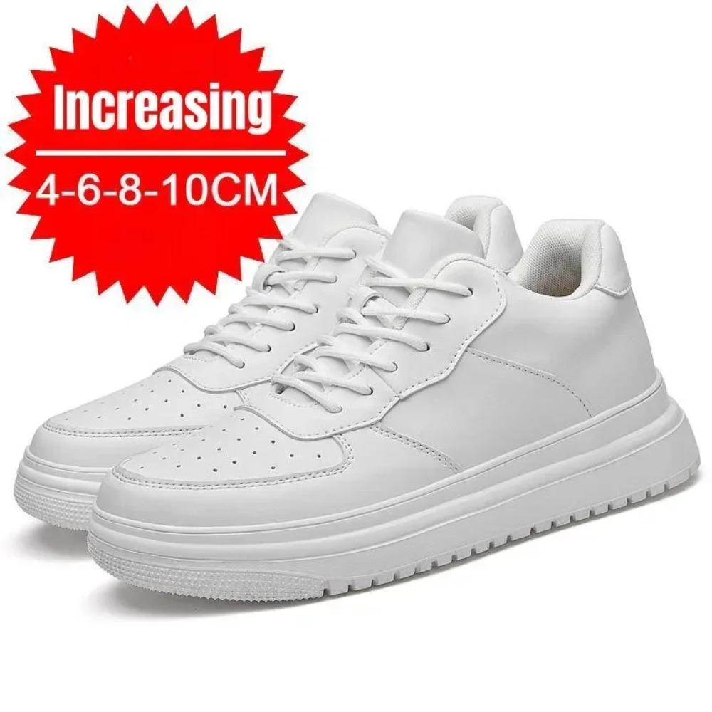 Zealous Sole Men's White Pdep New Height Increasing Shoes For 10Cm Invisible Elevator Sneakers Leathe Sport Zapatillas De Hombre Big Size 46 Cm