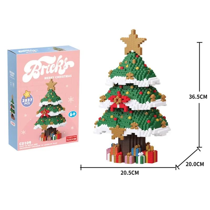Christmas Tree Snowman Mini Building Blocks Assembled Santa Claus Deer DIY Model Figure Connection Brick Toys For Kids Gifts