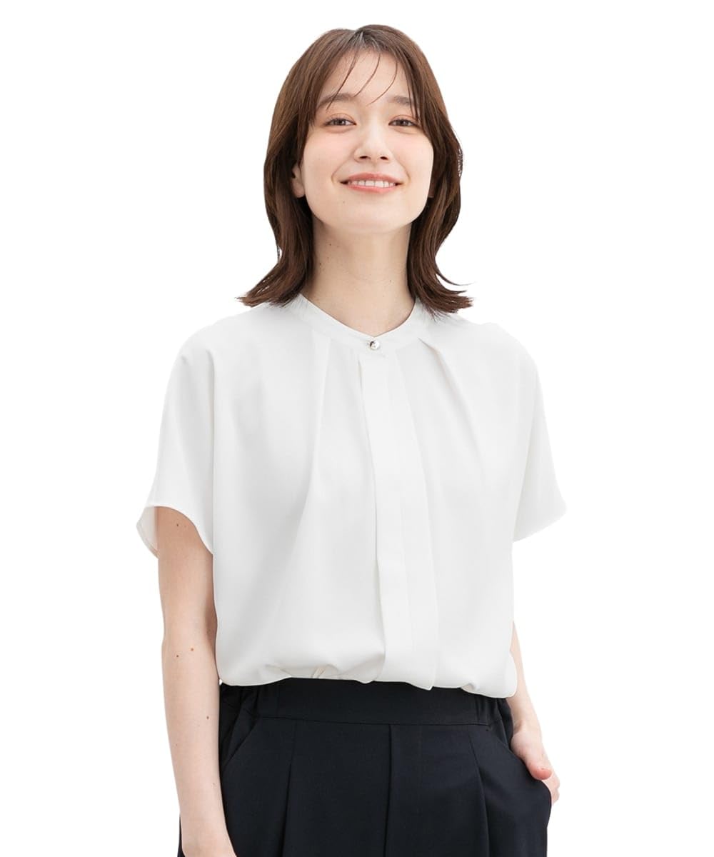 

Short Large Band Recycled Georgette Band Collar M [Honeys] Tops, Blouses, Sleeves, Sizes, Office, Neat, Collar, Polyester, Material, Women s Blouse, білий