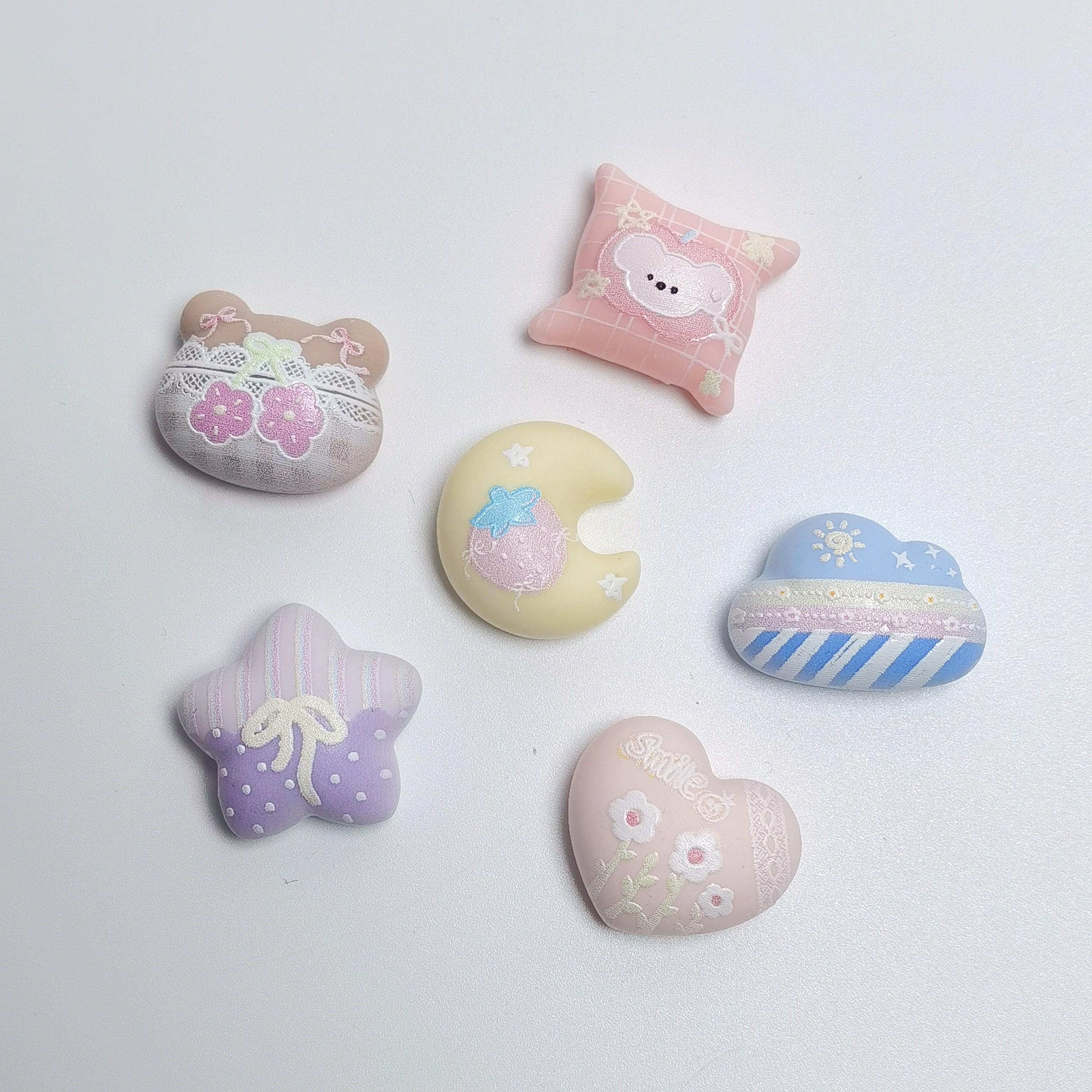 100pcs Kawaii Star Heart Moon Clouds Flatback Resin Cabochons for Scrapbooking Craft DIY Headwear Accessories about20mm-100pcs/bag