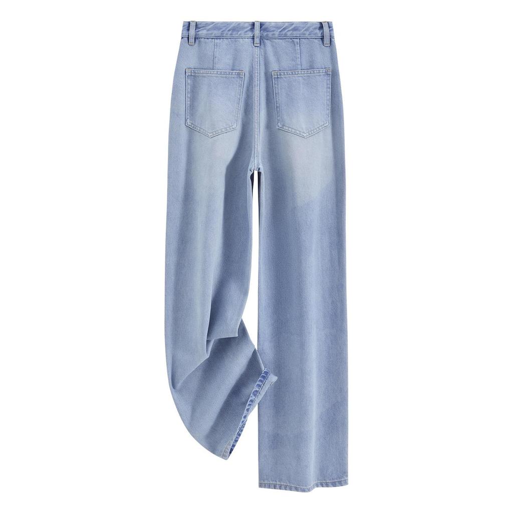 2024 Summer Women's High-Waisted Wide-Leg Jeans – Lightweight, Loose, Slimming, Floor-Length Pants