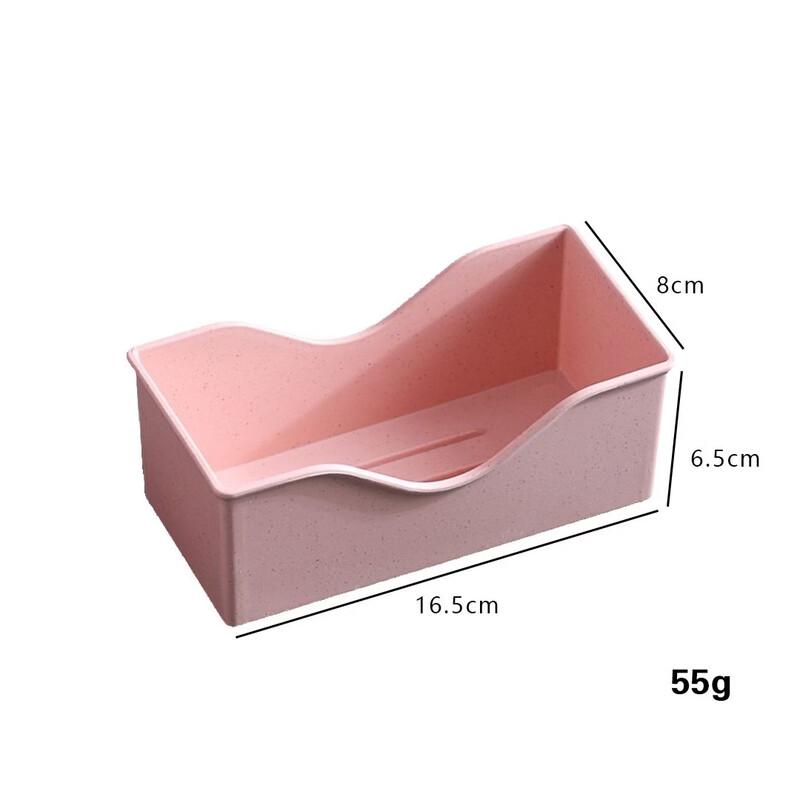 ZISIZ Wheat Straw Square Bone Dish Set with Nordic Pink Base & Storage