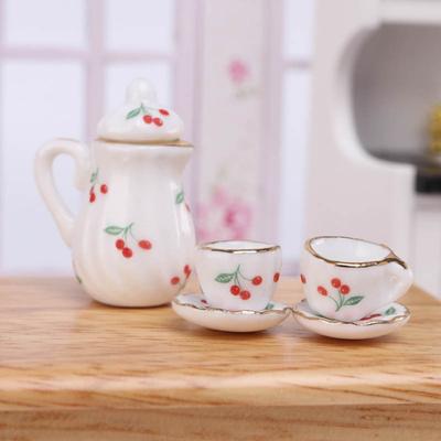 1 Set 0.05 Dollhouse Teapot Realistic Clay Miniature Tea Cup