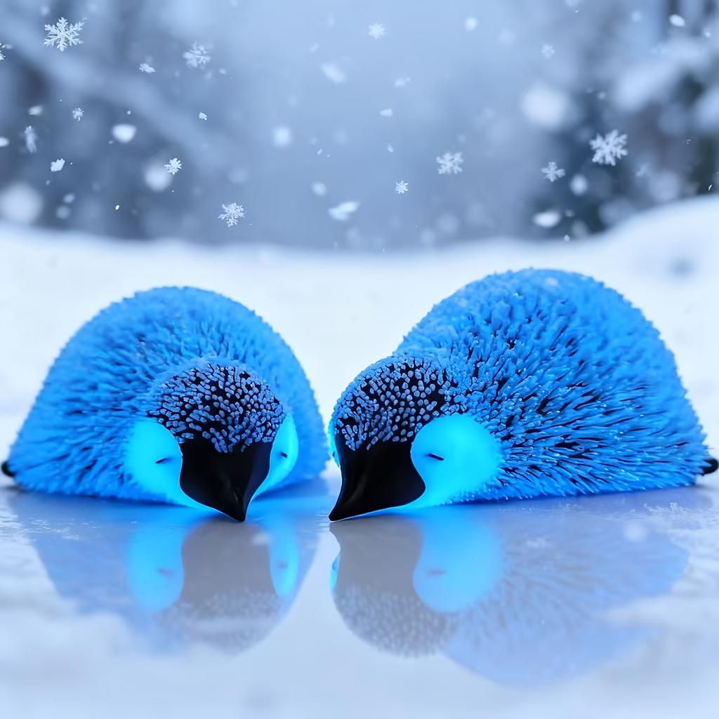 1 Piece of Luminous Penguin-Shaped Ornament, 3D Printed Luminous Blue Lying down Baby Penguin Figurine, Glowing Ornament for