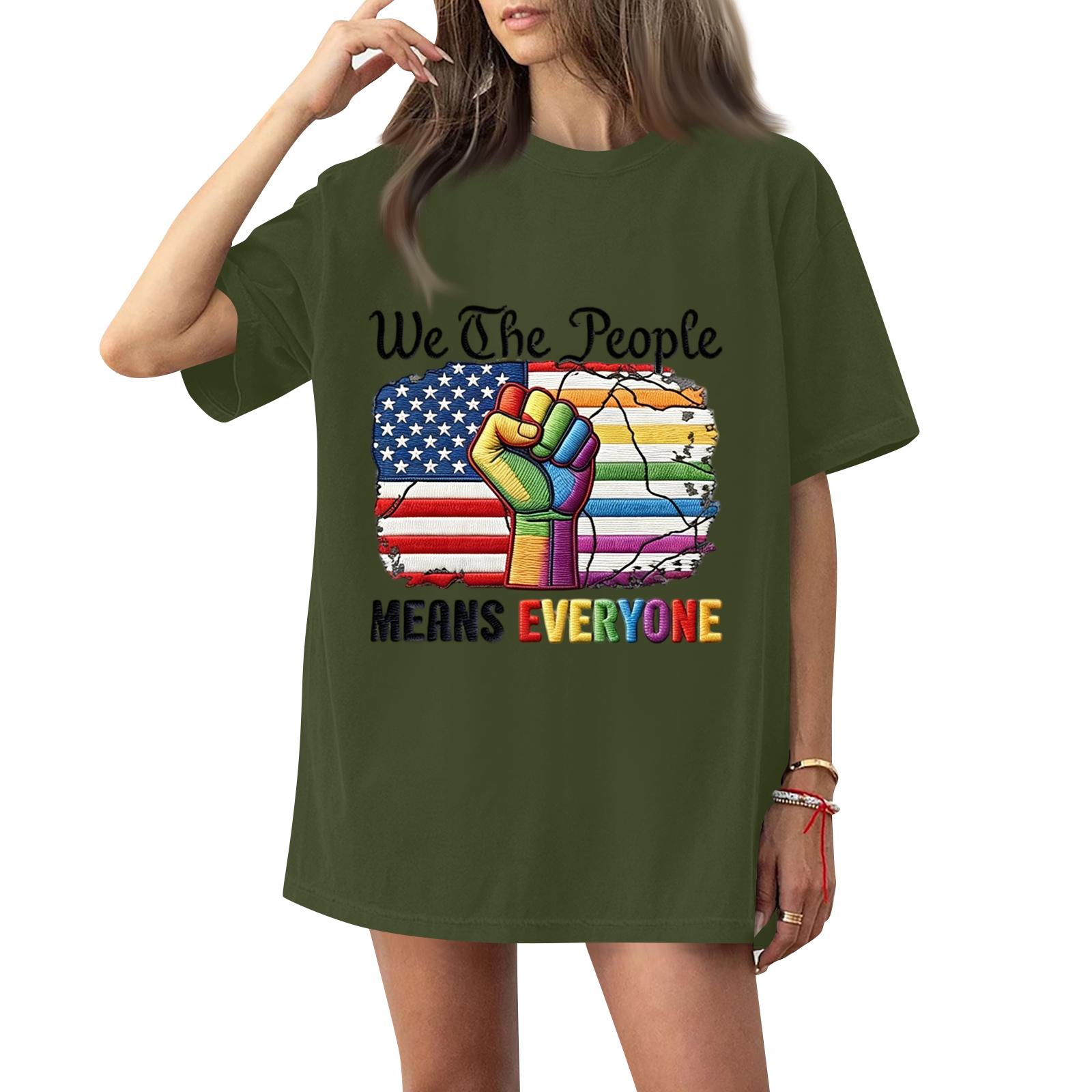 

Women s Fashion Casual Printed Short Sleeve Round Neck Pullover Tops L армия зеленый