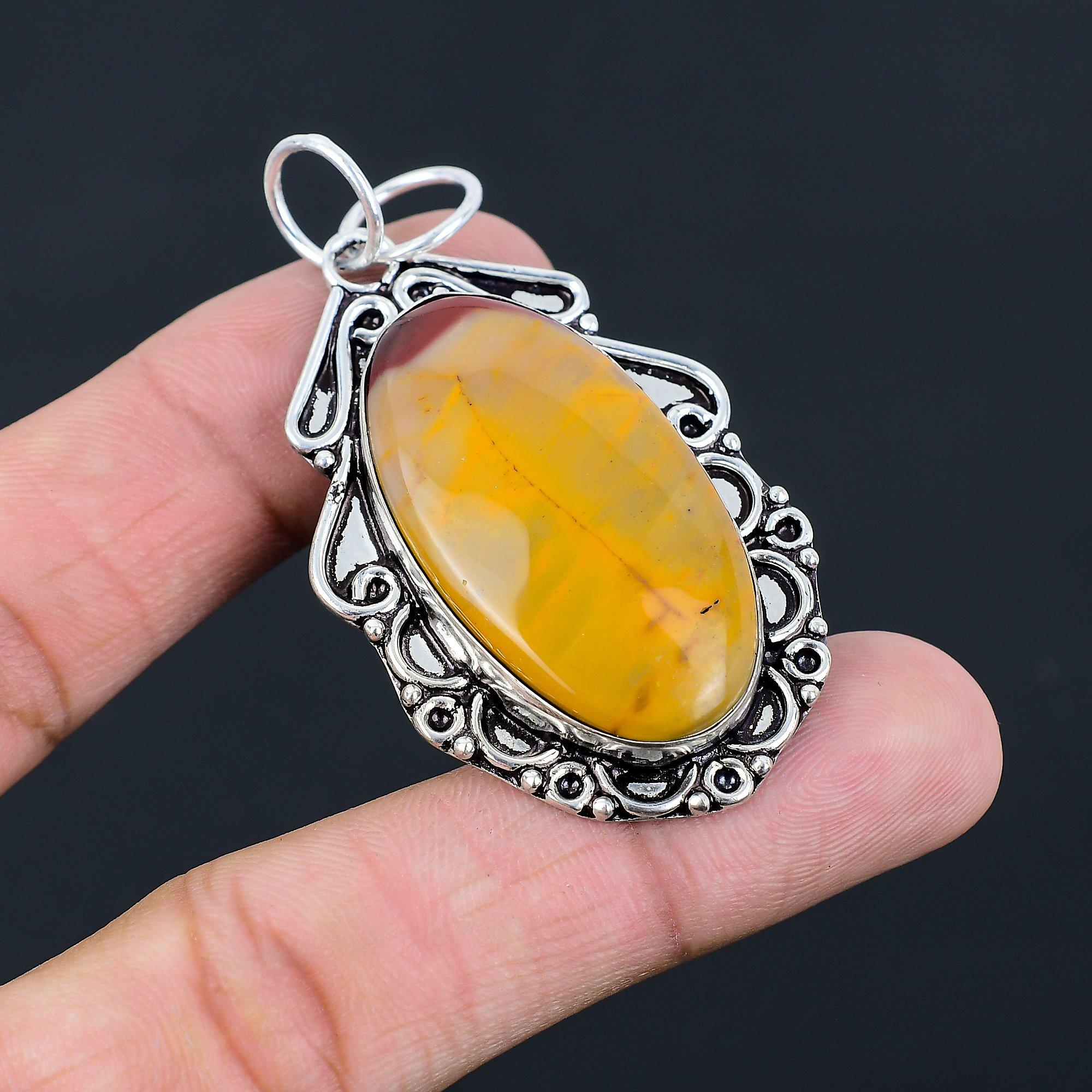 

Oval Natural Mookaite Artisan Boho Daughter Bezel Elegant New Pendant 925 Silver