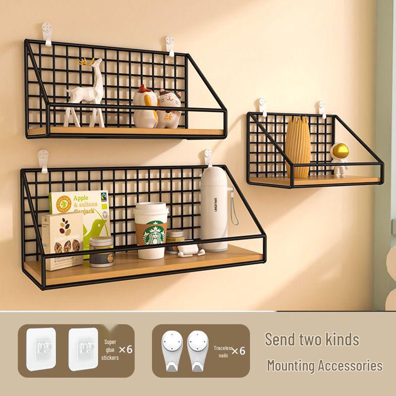 Punch-Free Wall Shelf: Cosmetic Storage with Key Hanger Hooks for Bedroom/Bathroom.