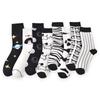 Socken in japanischem Stil mit Tiermuster, mittellang: Kuh, Zebra, Katzen-Design, Unisex, Schwarz & Weiß