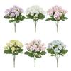 6Pcs Artificial Flower with Green Leaves Realistic Fake Plastic Flower Home Office Wedding Party Indoor Outdoor Faux Flower Plants Decoration