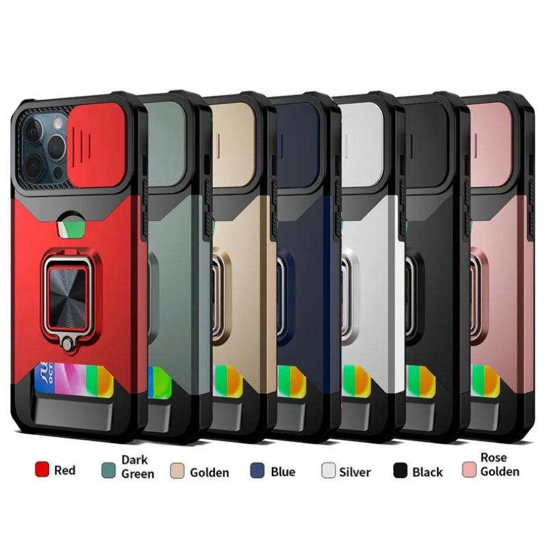 360° magnetischer Halter Handyhülle für iPhone 16 15 14 13 12 Mini 11 Pro Max XS XR 7 8 Plus Ring mit Kartenhalter Schutzhülle