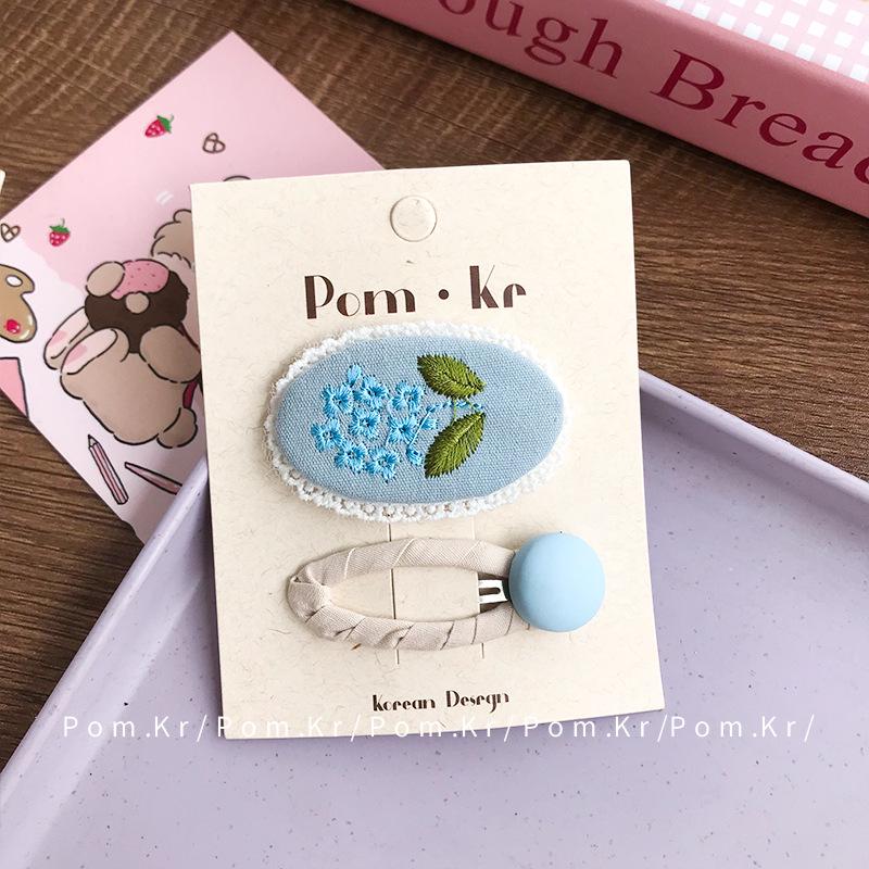 Adorable Round Bean Fabric Flower Hair Clip for Frizzy Bangs