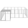 VidaXL Silver Kennel 8.47 M² Steel Enclosure for Puppies Cage Dogs Outdoor 3082219