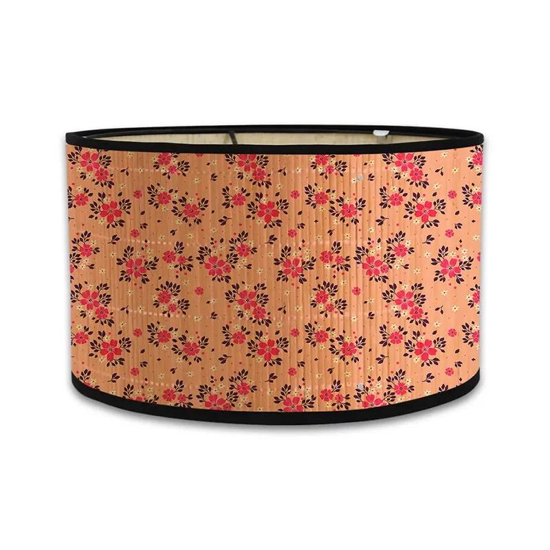 Retro Japanese Style Bamboo Lamp Shade Modern Simple Floral Printing Lampshade Homestay Chandelier Light Cover Wall Lamp Shade