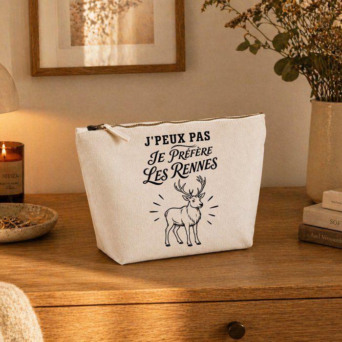 Trousse de toilette - PLANETEE - J’peux pas je préfère les Rennes - 100% coton - 3 L (28×19×9 cm) - Impression DTG résistante