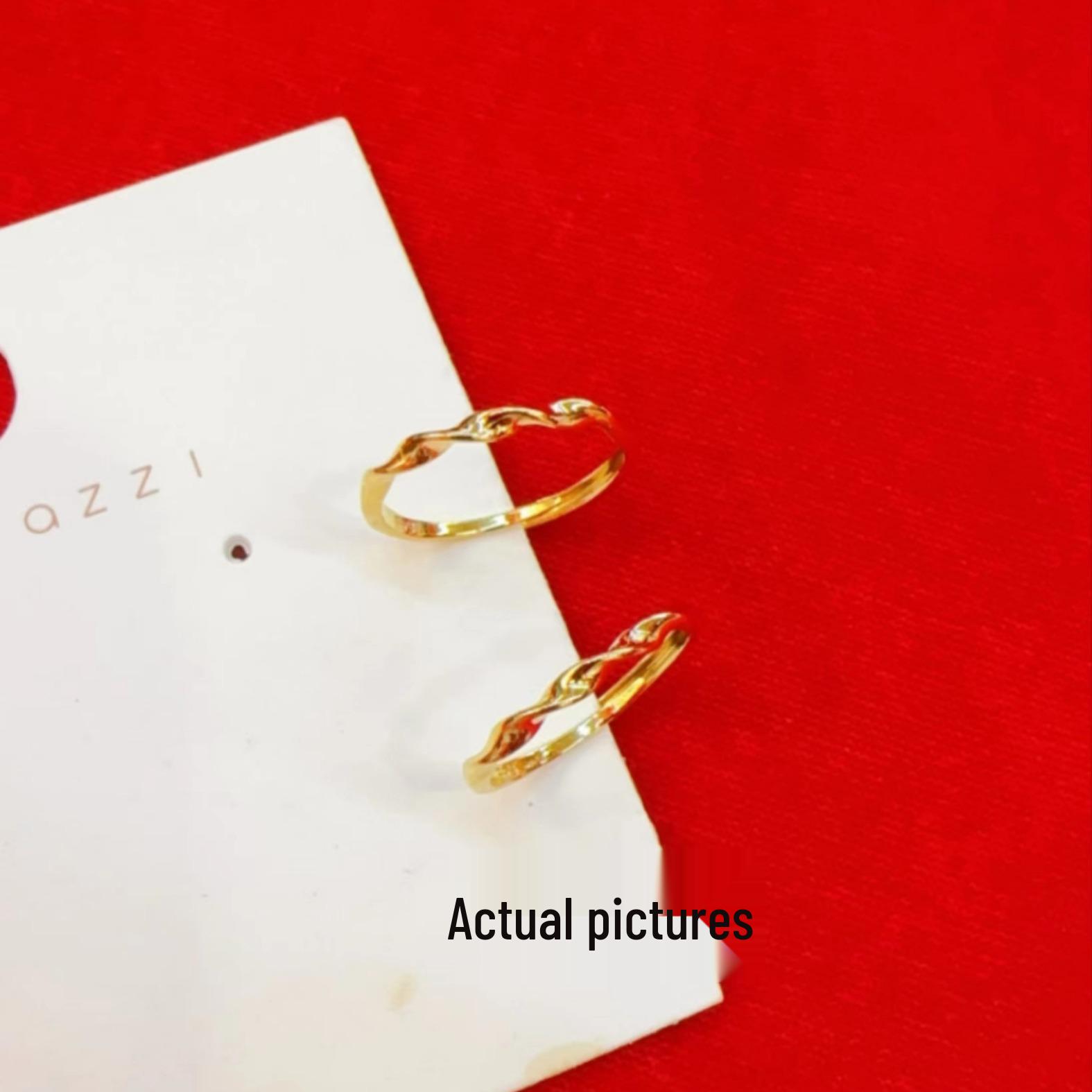 

Вьетнамское кольцо Мёбиуса из латуни с золотым покрытием для женщин - Простой, стильный дизайн открытого ободка