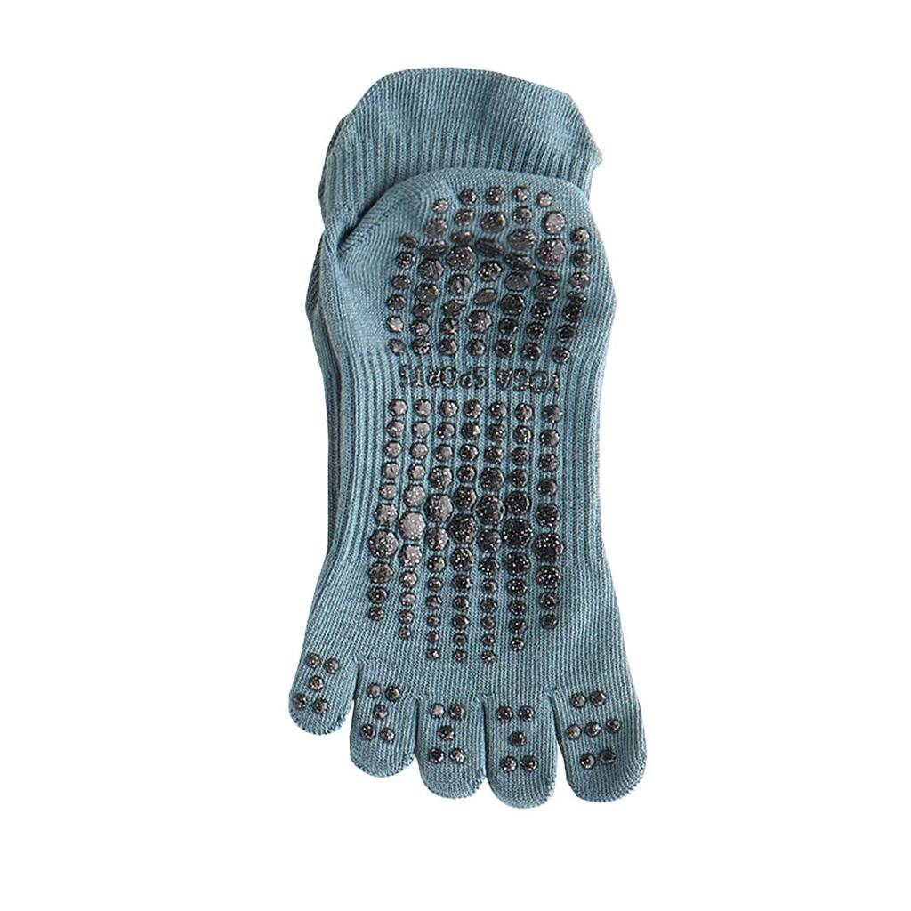Damen Mittel Lang Ferse Baumwolle Schweißabsorbierend Sport Trampolin Zehen Fünf-Finger-Socken Pilates Fitness Anti-Rutsch Yoga-Socken