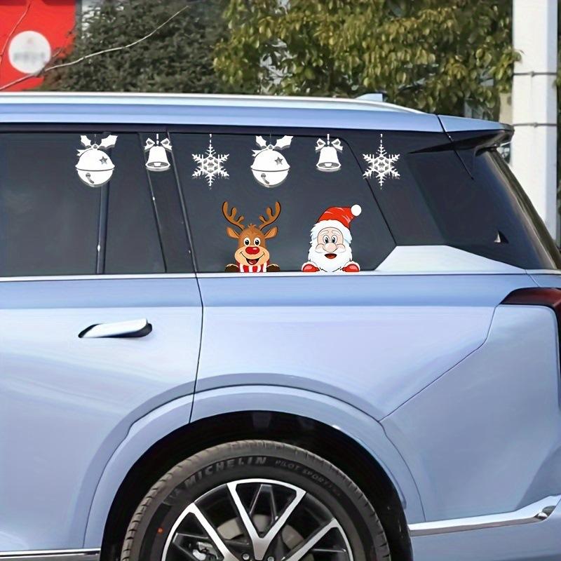 Merry Christmas vehicle stickers, waterproof Santa and reindeer window grilles, suitable for car computer stickers car sticker