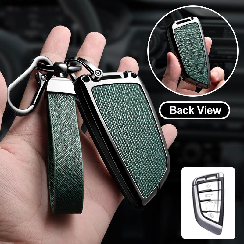 Zinc Alloy Leather Car Key Fob Case For Bmw X1 X3 X4 X5 X6 X7 1 3 5 6 7 Series G20 G30 F39 520 525 G11 F15 F16 G01 G02 F48