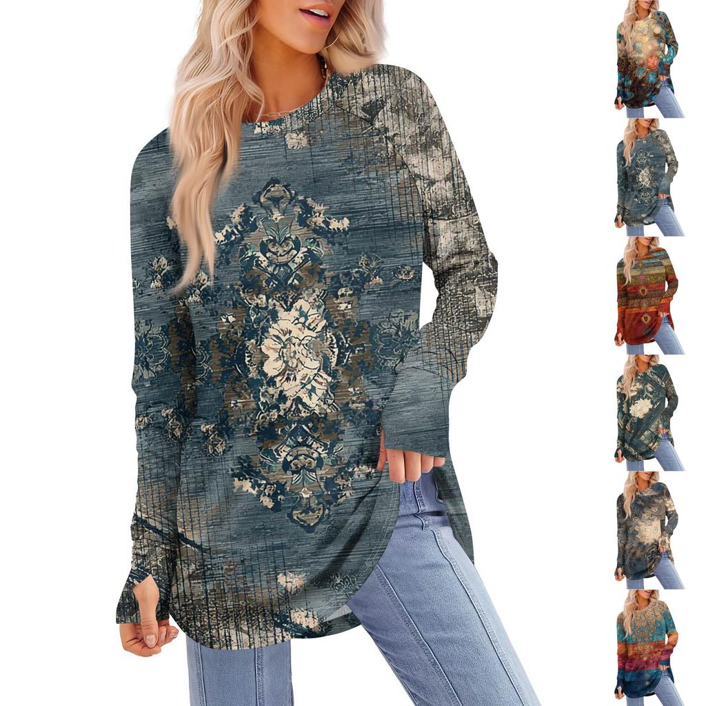 Dámská nadměrná mikina s grafickým svetrem, dlouhým rukávem, spuštěnými rameny, kulatým výstřihem, topy, vintage oblečení