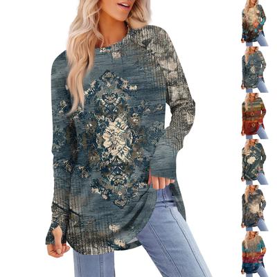 Damen Oversized Sweatshirt Grafik Pullover Langarm Übergroße Schulter Rundhals Shirt Tops Vintage Kleidung