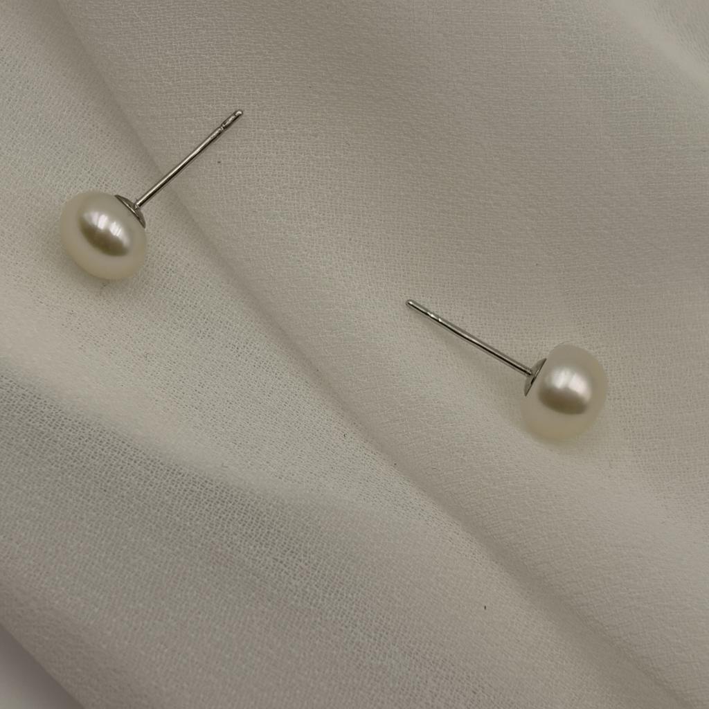 5A Grade Natural Freshwater Pearl Earrings S925 Sterling Silver Studs, Real Pearls 6-10mm [White/Lavender], Hypoallergenic Wedding Gift