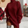 Women's Fall Turtleneck Sweater Dress Oversized Cable Knit Long Sleeve Short Dress Casual Pullover Mini Dress
