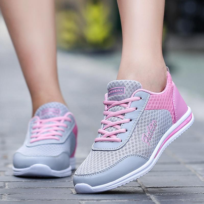 New Women'S Vulcanized Shoes Casual Mesh Sneakers Women Flat Women Shoes Sneakers Ladies Breathable Basket Female Shoes Female