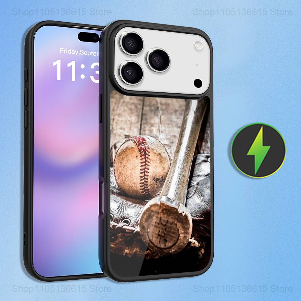 Sport Baseball Phone Case For iPhone 16,15,17,14,13,12,11,Pro,Max,Plus,Mini,Magsafe,Magnetic Wireless Charging Case