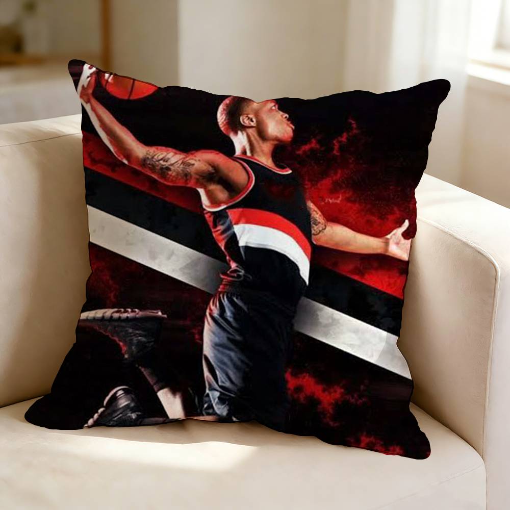 Basketball player DDamian Lillard Square DoubleSided printed Pillow Case Bedroom Bedside Pillow Sofa Cushion Cover