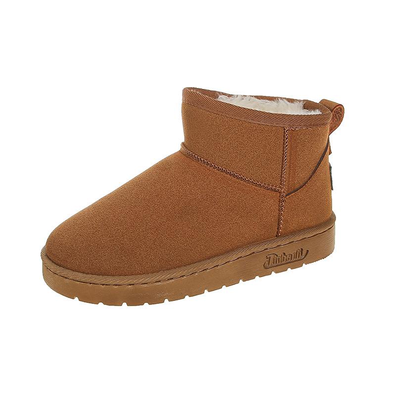 Snow boots women's winter new round head large size velvet cotton shoes student flat-soled short cotton boots