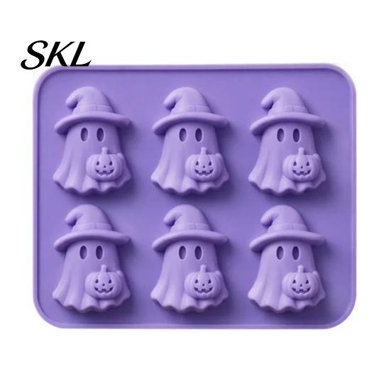 Halloween Ice Cube Tray Silicone Tray, Witch Ghost Pumpkin Bat Mold, Flexible BPA-free Freezer Creepy Scream Molds for Whiskey Soda Cold Brew 1pc