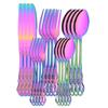 High Quality Cutlery Set Knife Fork Dessert Spoon Dinnerware Colorful Flatware Set Stainless Steel Silverware Kitchen Tableware