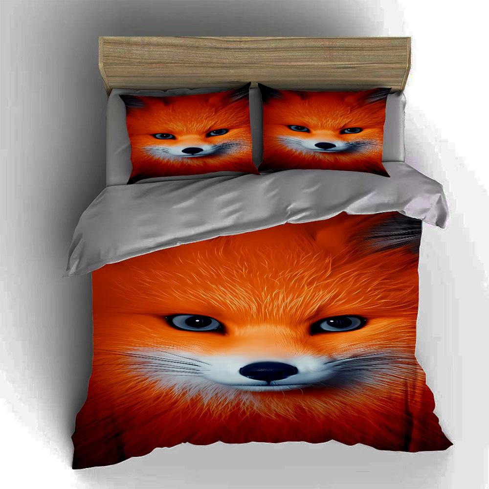Fox face illustration. Bedding Duvet cover sets Duvet covers Pillowcases gifts (1 * Duvet Cover 2 * Pillowcases, without duvet insert)