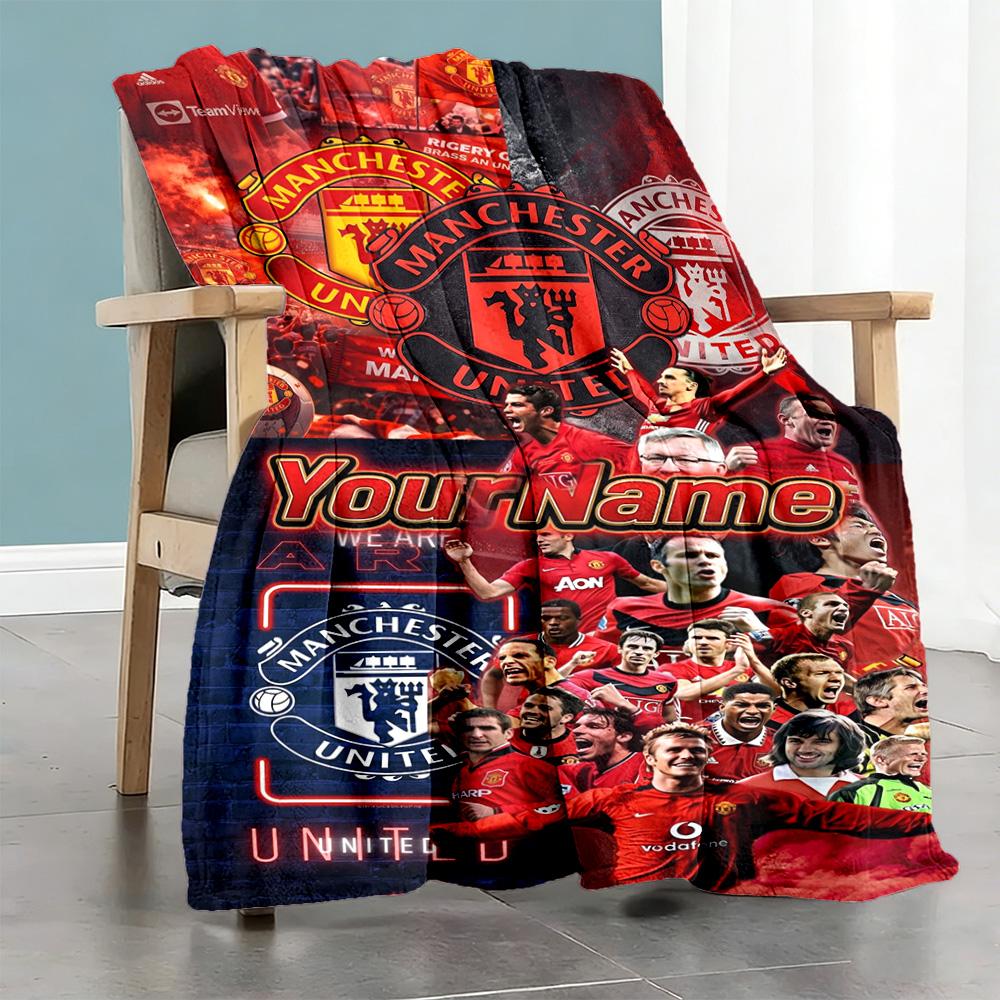 Manchester Personalized Text Blanket Multi-purpose Personalized Blanket Ultra-Soft for Chair Office Picnics Bedding All-Season Use
