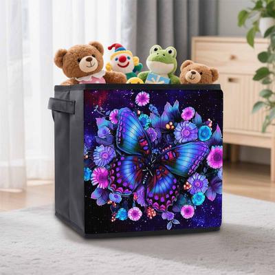Fioletowy Motyl 5D Obraz Diamentowy Kosz do Przechowywania Pełna Okrągła Mozaika Diamentowa Haft Diamentowy Zestawy do Haftu Krzyżykowego Dekoracja Domu Dekoracja Domu