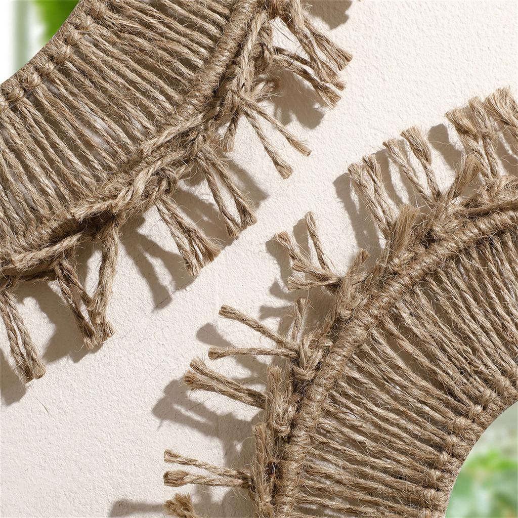 Artisanal Cotton Rope Frame Round Mirror with Elegant Fringed Tassels Woven Macrames Wall Mirror for Living Room Decors