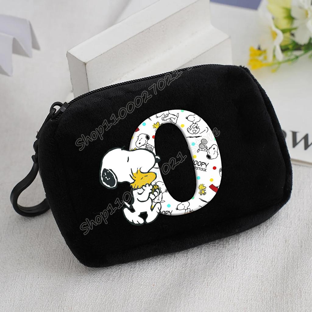 Snoopy Coin Purse Kawaii Cartoon Mini Wallet Man Woman Zipper Purse Fashion Anime Black Money Card Storage Bags Birthday Gift