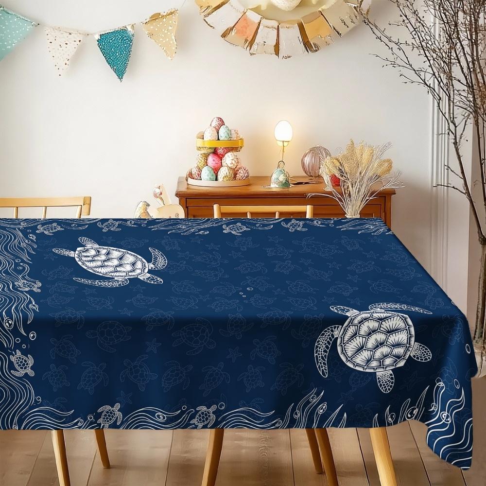 Rechteckige Tischdecke mit Meeresschildkrötenmuster für Tischdekoration Küche Esstisch Wasserdicht Wiederverwendbare Tischdecke für Tische Esszimmer