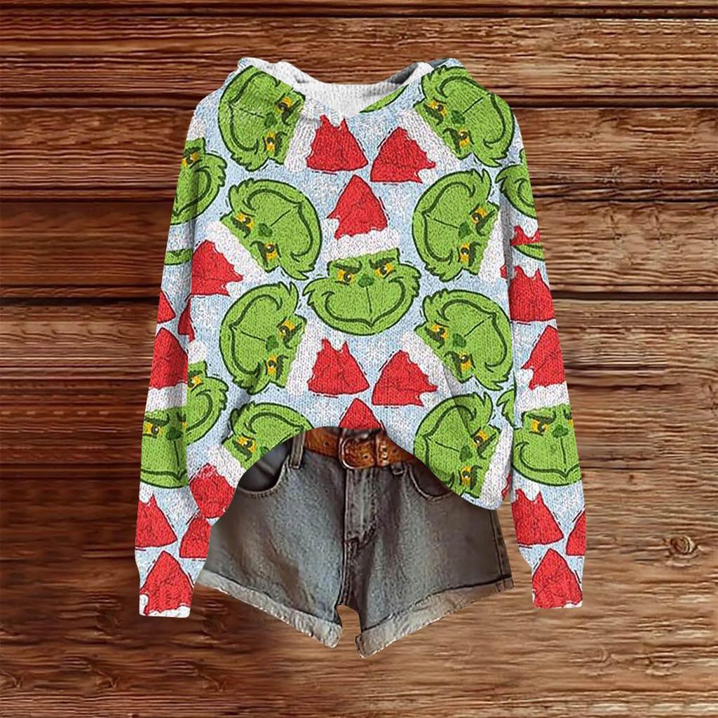 Sweatshirts For Women Knit Sweater Cute Shirt Fall Pullover Hooded Sweatshirt