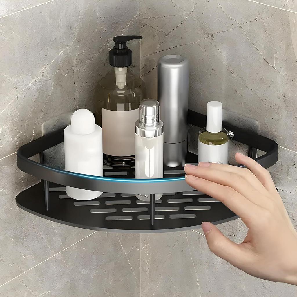 1 Pcs Bathroom Accessories Aluminium Heavy Duty Self Adhesive Bathroom Corner Shelf for Wall, Multipurpose Wall Mounted Bathroom Organiser,