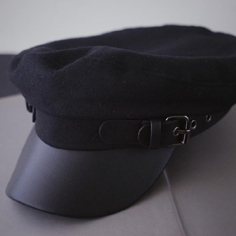 Japanese Leather Buckle Beret Octagonal Hat Warm Artist Hat All-match for Women