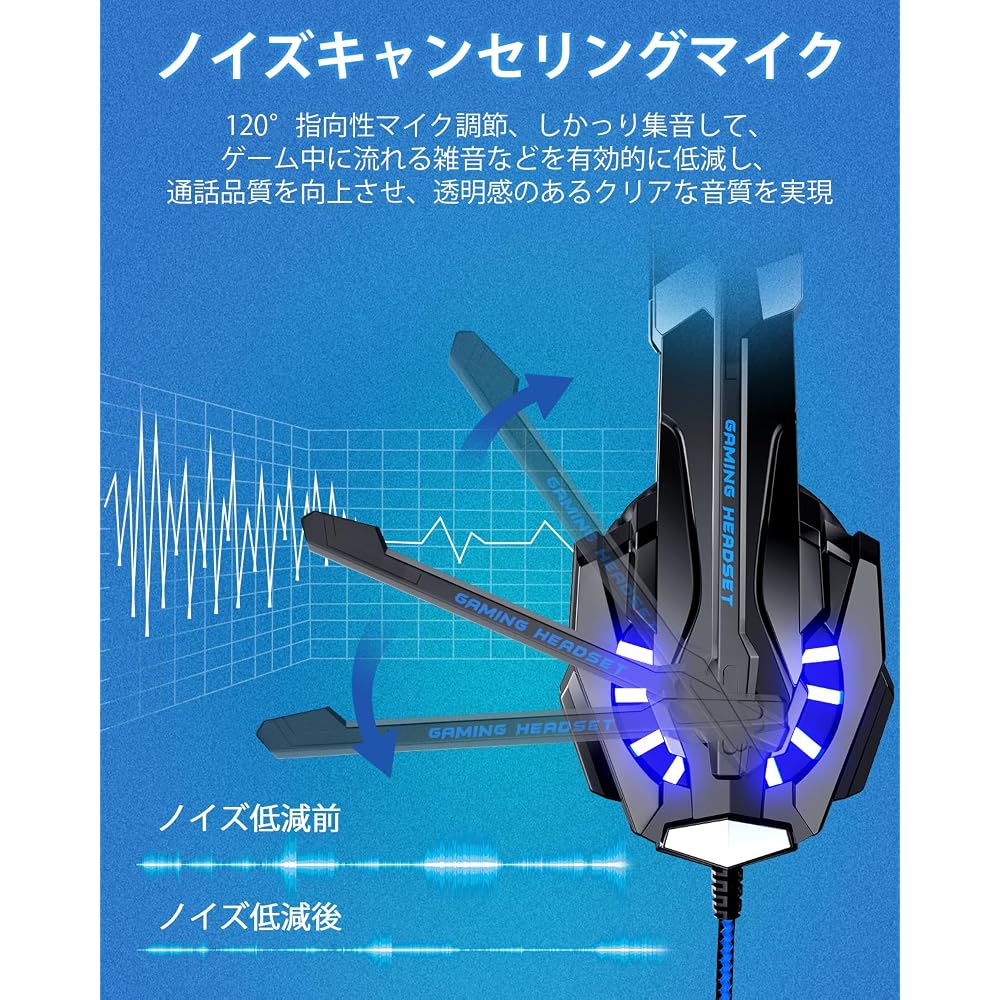 BENGOO G9000 Gaming Headset Blue | Wired 3.5mm Headphones | Noise Isolation, Comfortable Fit, Adjustable Mic