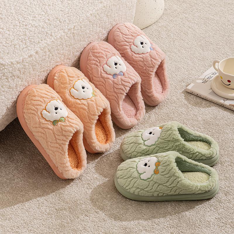 Qidashun couple cotton slippers winter, new indoor and outdoor plush cotton shoes thickened warm wool cotton mop