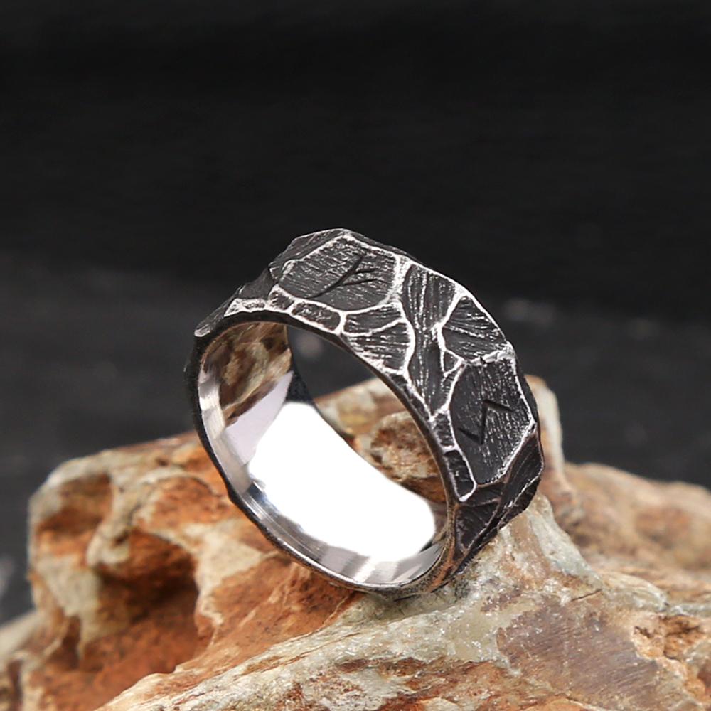 Vintage Stainless Steel Nordic Viking Rune Rings For Men Women Fashion Punk Biker Couple Amulet Ring Jewelry Gift