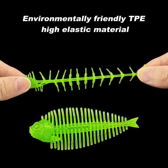 5Pcs 6CM/2G Soft Fish Bone Lure with Glitter Realistic Elastic TPE Colorful Artificial Bionic Bait Freshwater Saltwater Fishing Accessories