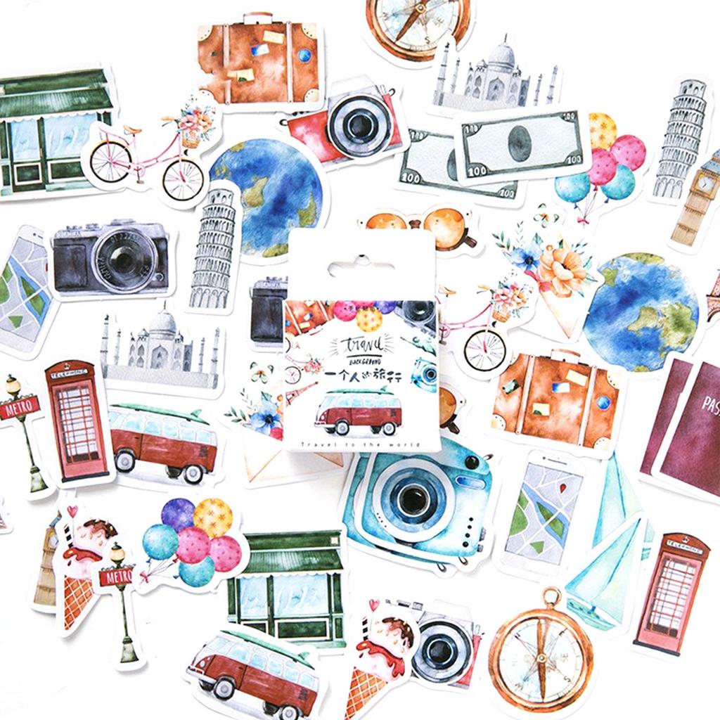 46PCS Travel Stickers DIY Innovative Diverse Styles Decorative Stickers for Scrapbook Vacation