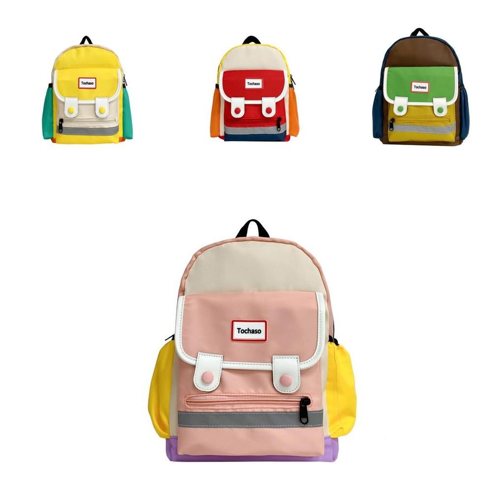 Stylish Korean Inspired Large Capacity Unisex Kids Backpack With Trendy Color Block Design