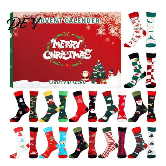 Interactive Parent Child Game 12 Pairs Christmas Socks Advent Calendar 2026, 24 Days Countdown Holiday Anticipation Surprise Set with Cotton